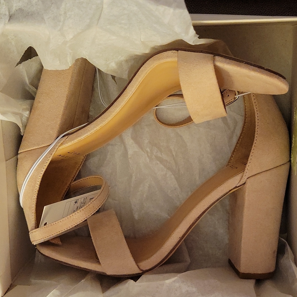A New Day Ema Blush ankle strap chunky heel fabric sandals padded insole…7 NEW - Picture 10 of 11
